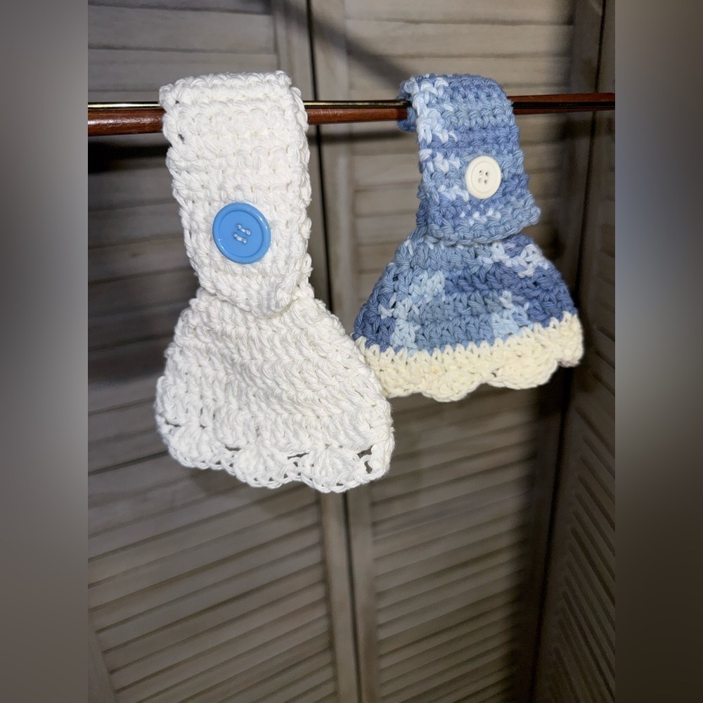 Set of Handmade 100% Cotton Crochet Hanging Kitchen Towel Holders - Picture 3 of 3